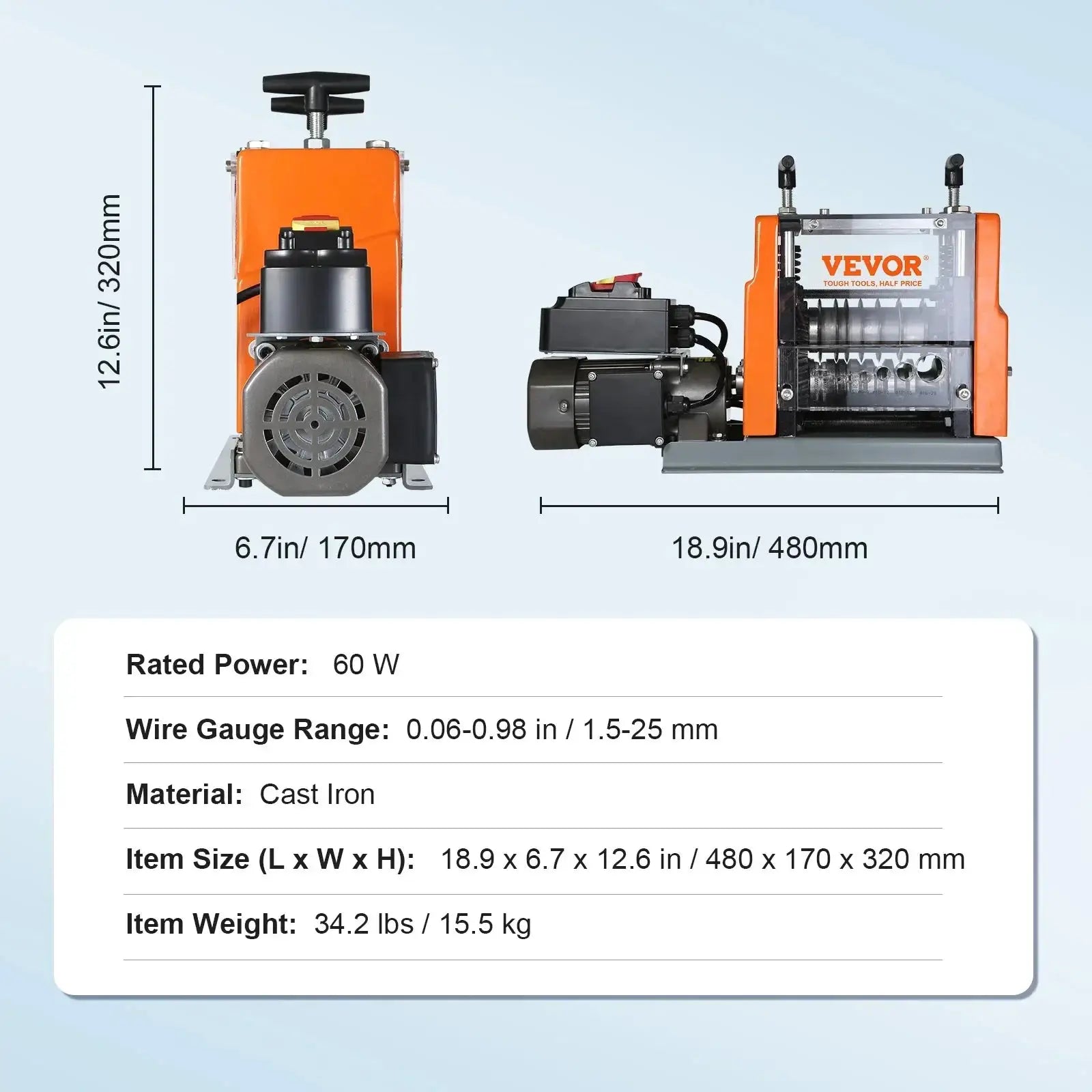 VEVOR Electric Wire Stripping 60W For Copper Recycling
