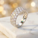 Moissanite Ring in Sterling Silver Triple Pave Setting