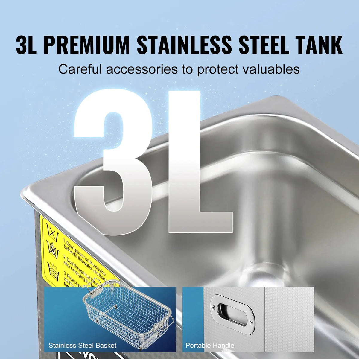 SucceBuy Ultrasonic Cleaner Stainless Steel Portable Cleaning — product view 4