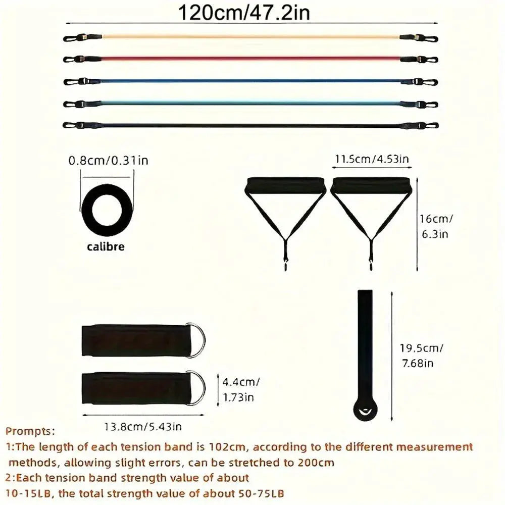 11-Piece Portable Resistance Band Set for Fitness Training - OurLum.com