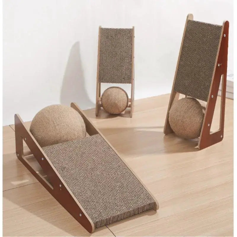 Cat Scratch Board With Vertical Ball Toy For Cats Playground