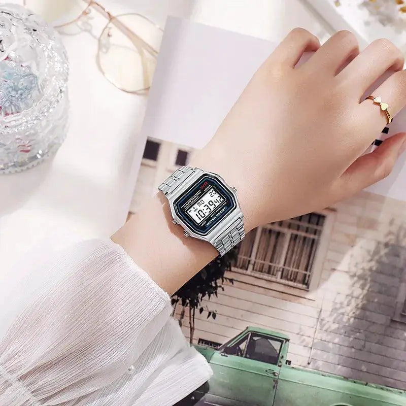 Rose Gold Digital Watch Retro LED Timepiece For Men Women