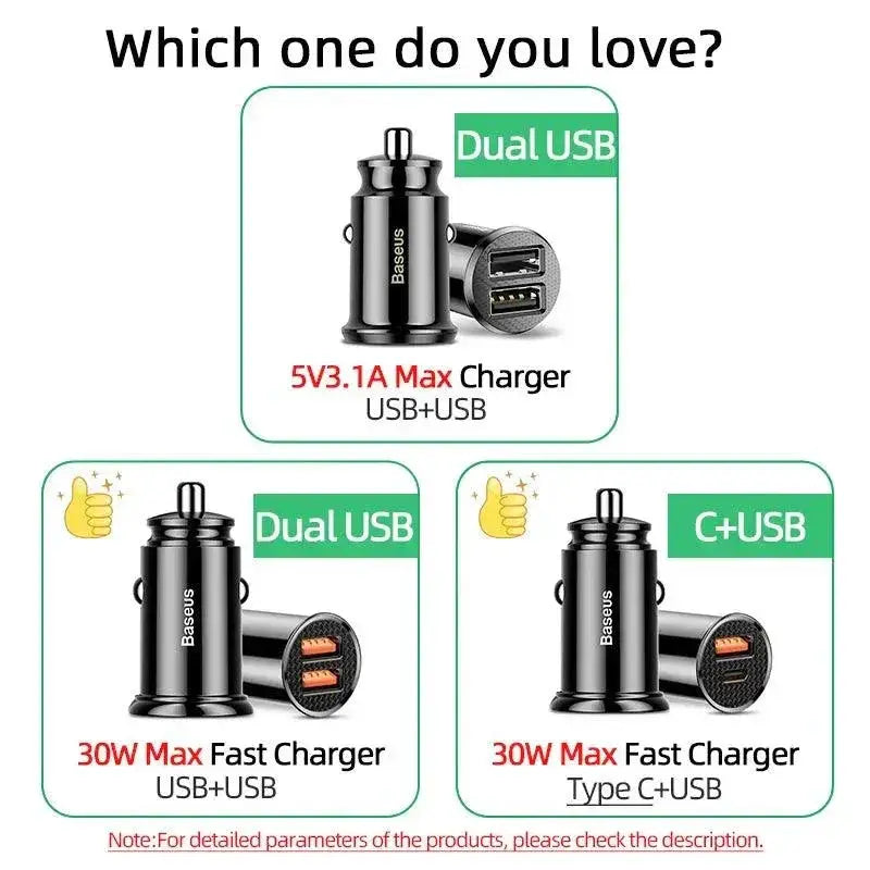30W Fast USB Car Charger For iPhone Samsung Huawei