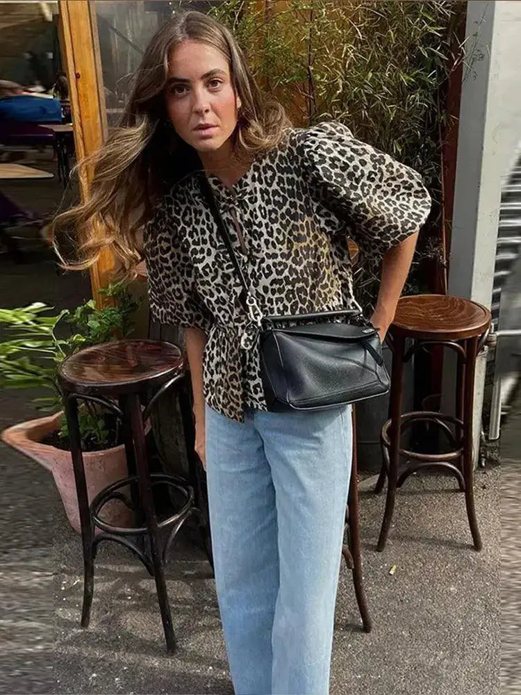 Leopard Print Bow Blouse Chic Statement Piece For Women