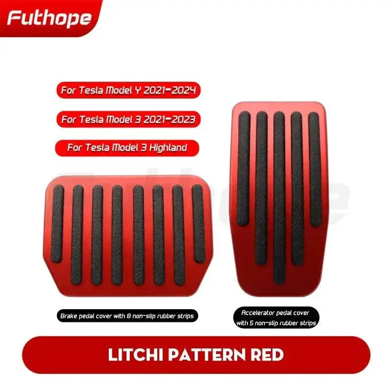 Futhope Tesla Model 3 Y Pedal Covers Litchi Grain Anti Slip