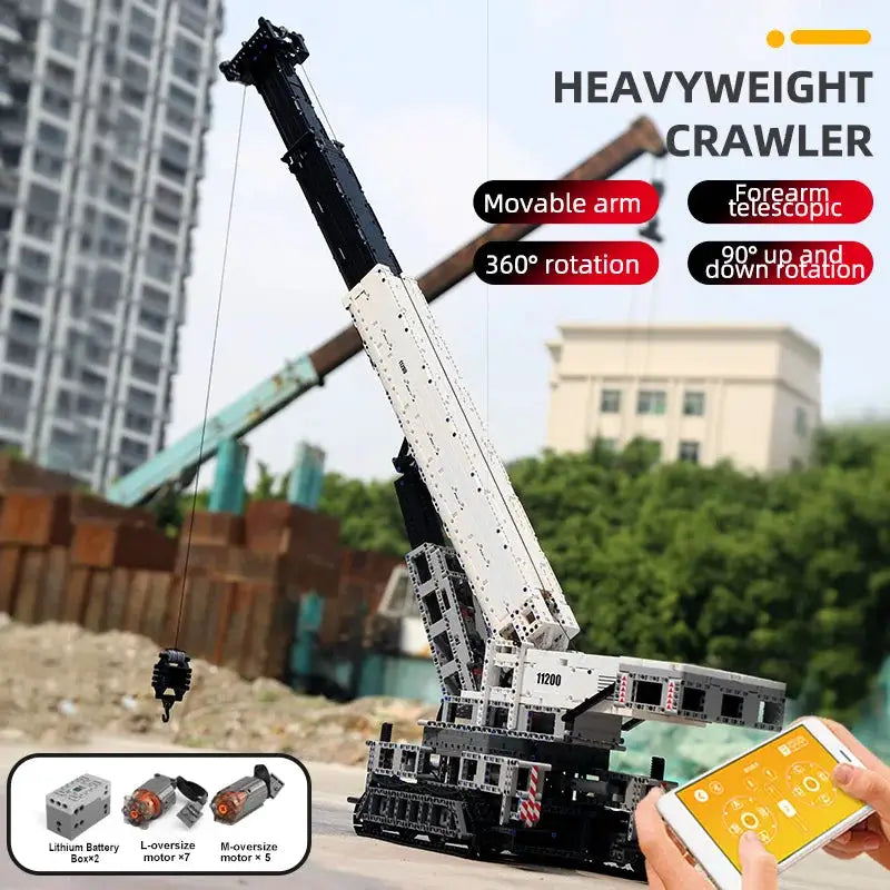 Mould King 17002 Technical Car Toys The MOC-10123 RC Motorized Crane Liebherred LTR 11200 Truck Model Building Blocks Kids Gifts
