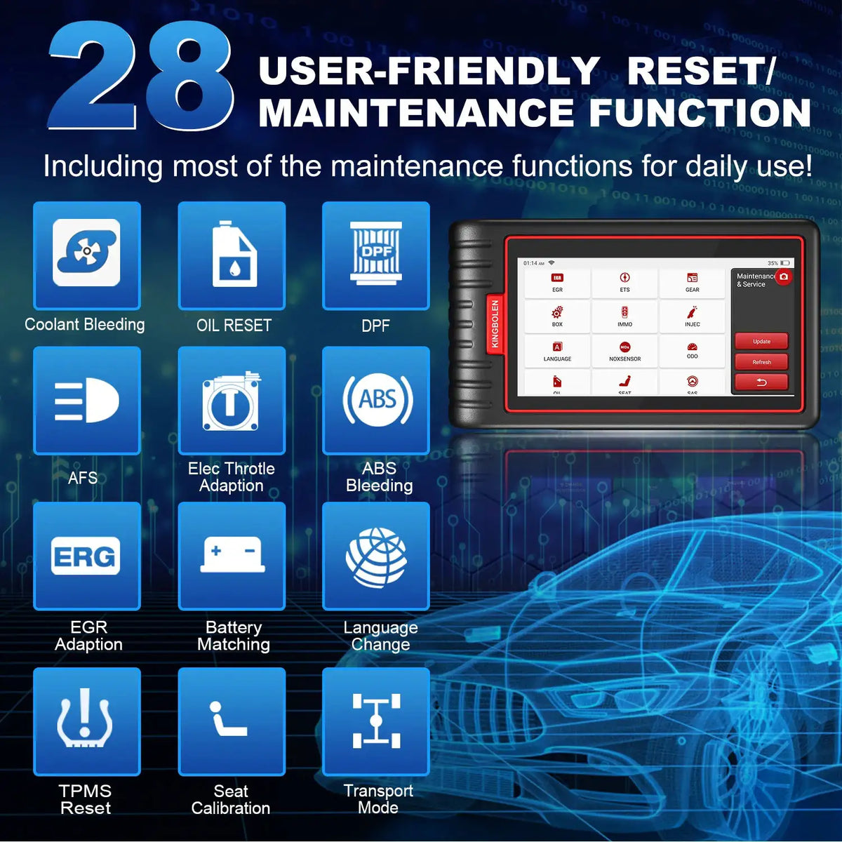 KINGBOLEN S6 CAN FD All System Bluetooth Car Diagnostic Tools Auto OBD Scanner 28 Resets Lifetime Free Update Support TPMS