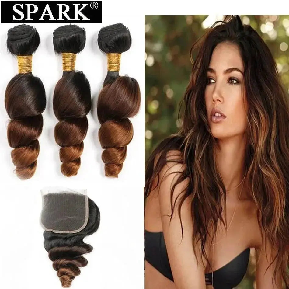 Spark Ombre Vibrant Brazilian Loose Wave Hair Extensions Set
