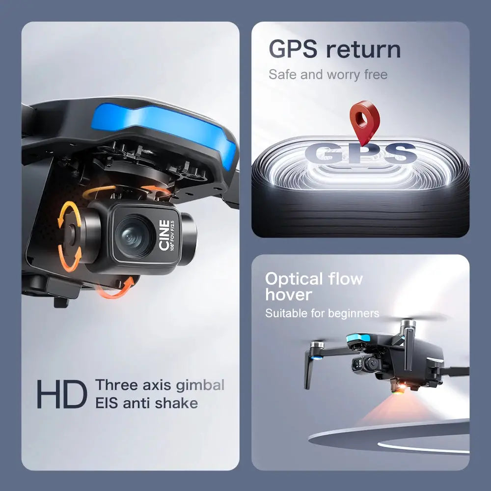 SX1 5G GPS Drone 8K HD With 3 Axis Brushless Gimbal Built In Screen Foldable