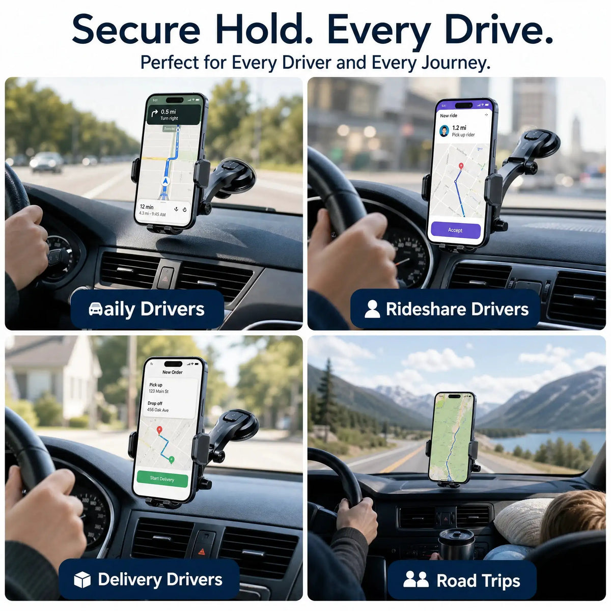 Car Phone Holder – Nano Flexible Silicone, 360° Rotation, Doesn't Block Screen, Compatible with BlackBerry.