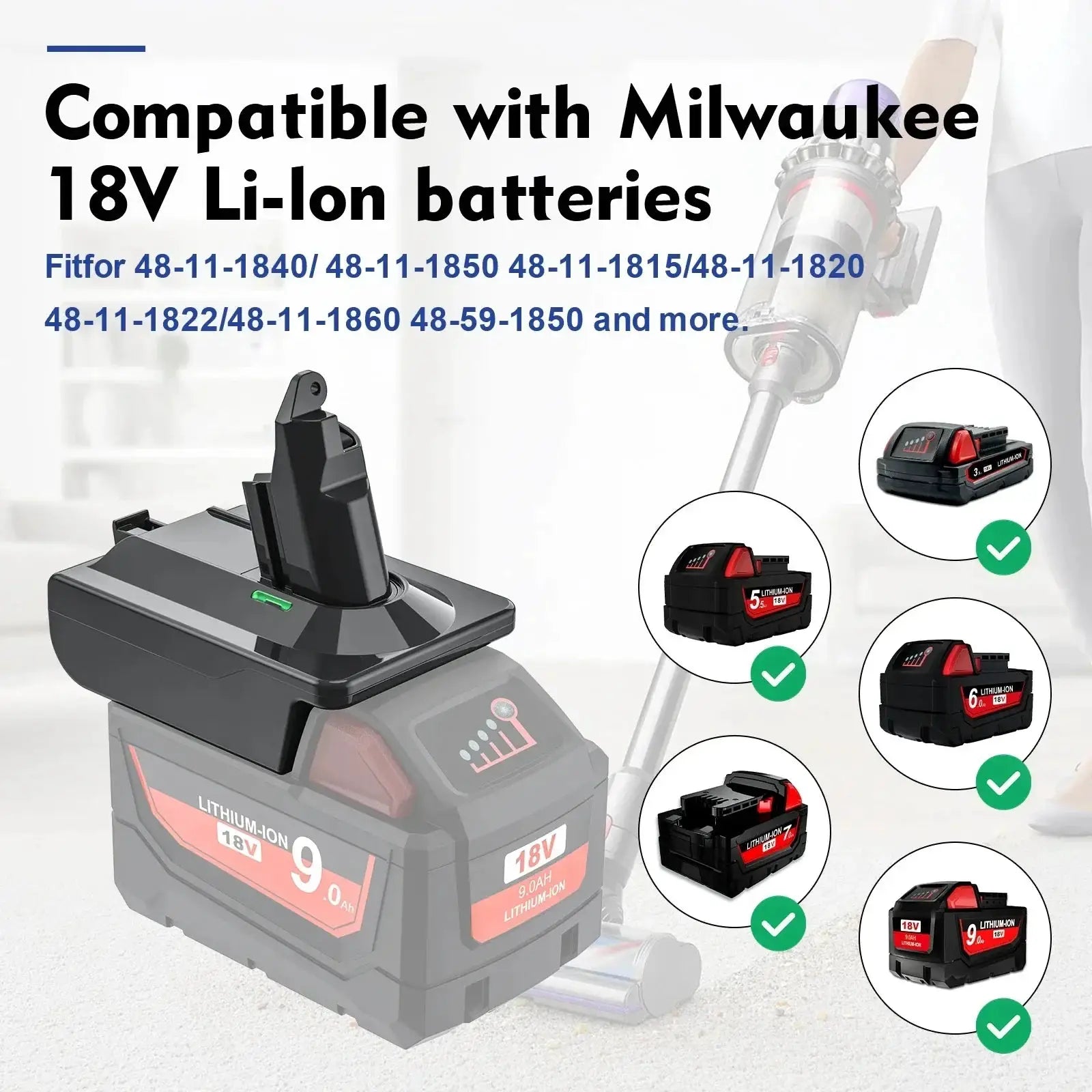 18V Lithium Battery Adapter For Dyson V6 V7 V8 Vacuum