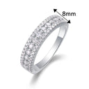 Sterling Silver Silver Double Row Moissanite Ring