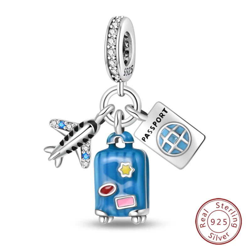 Sterling Silver Colorful Travel Luggage