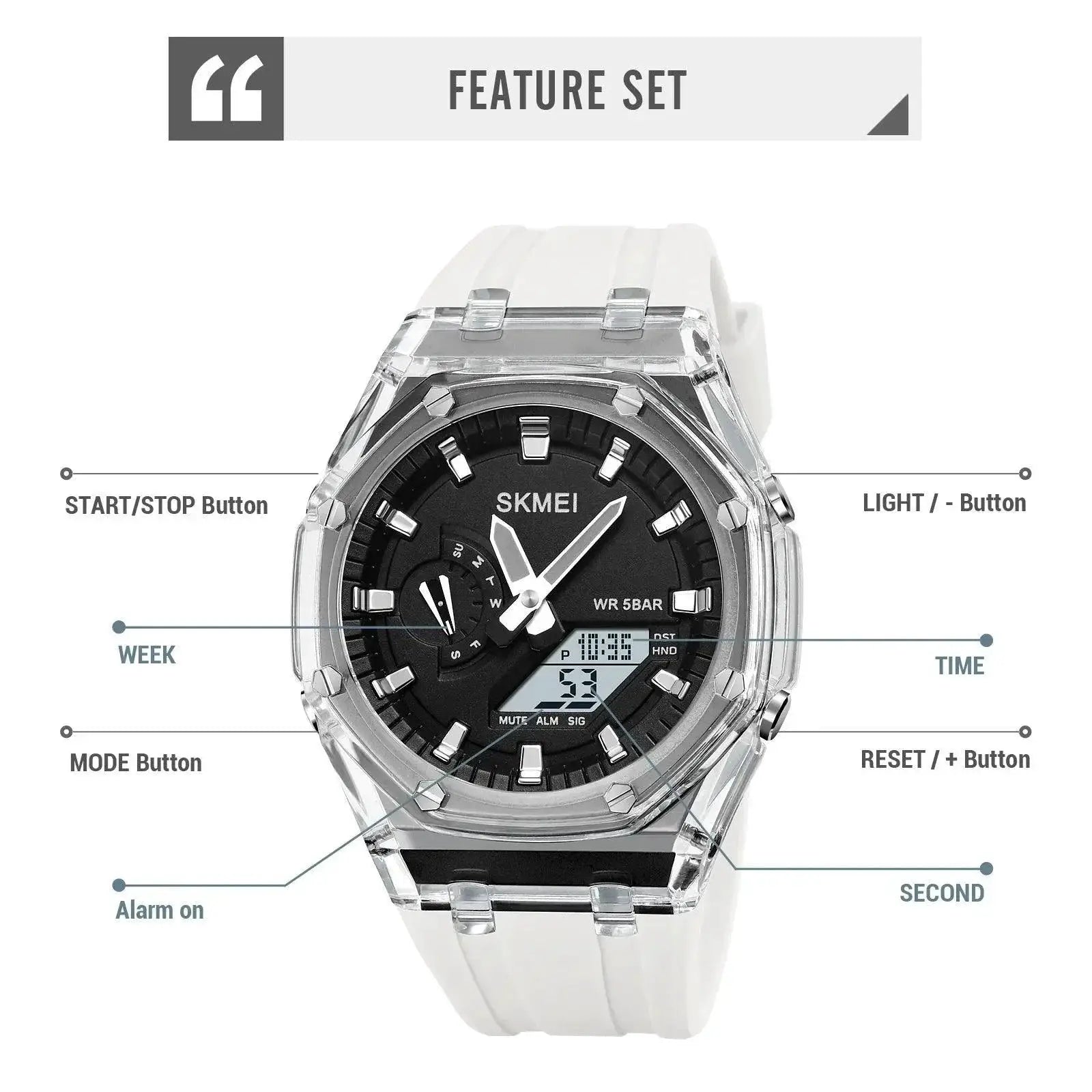 SKMEI Outdoor Men LED Digital Watch Durable Wristwatch