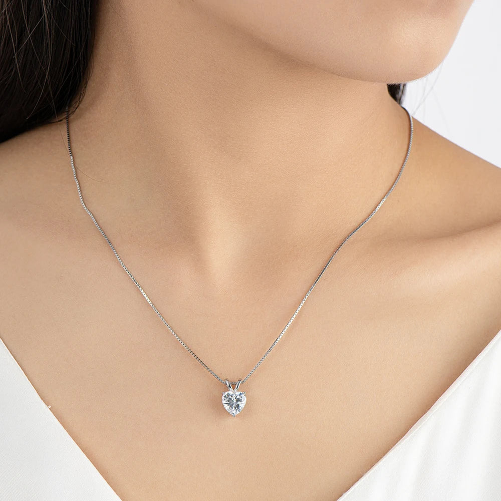 Heart Cross Moissanite Pendant Necklace in Sterling Silver — product view 5