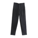 Vintage High Waist Zipper Pencil Pants Classic Women's Trousers