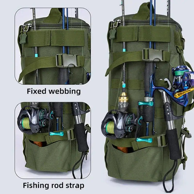 Multifunctional Fishing Backpack Tackle Bag With Rod Holders