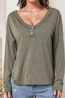 Fall 2024 New Arrival Pure Color Long Sleeve V-neck Top