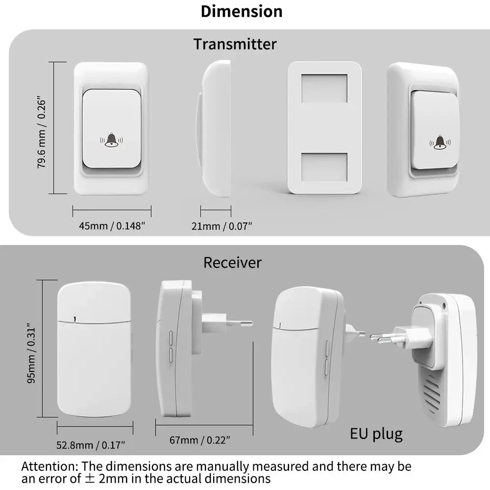 Home Wireless Doorbell Set, Multiple Combinations of Doorbell Sets to Choose from, 38 Ringtones to Choose from