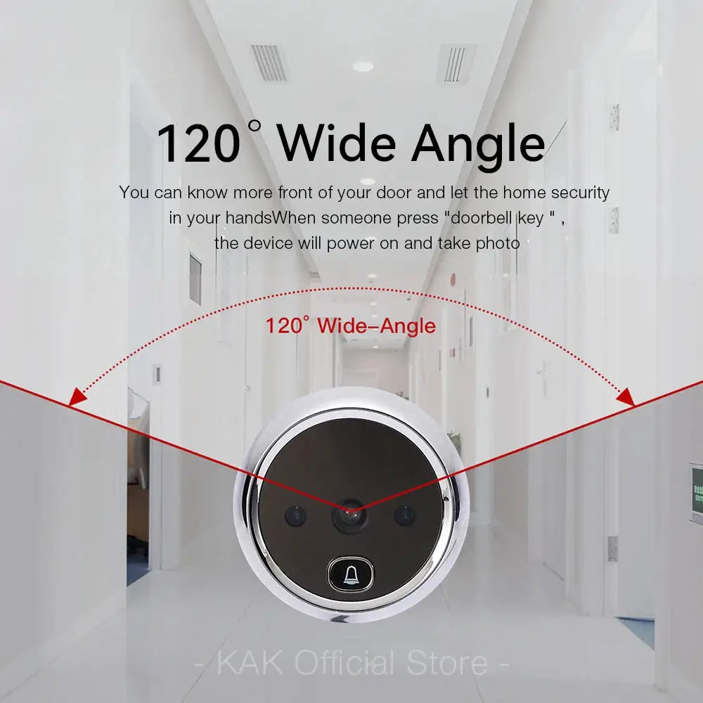 KAK 2.8" LCD Screen Electronic Door Viewer Bell IR Night Door Camera Photo Recording Digital Door Viewer Smart Peephole Doorbell