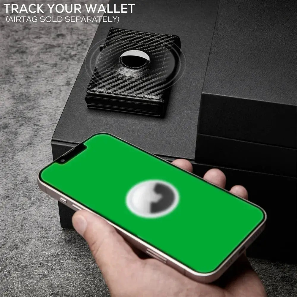 Slim Aluminum Carbon Fiber Card Holder Airtag Wallet For Men