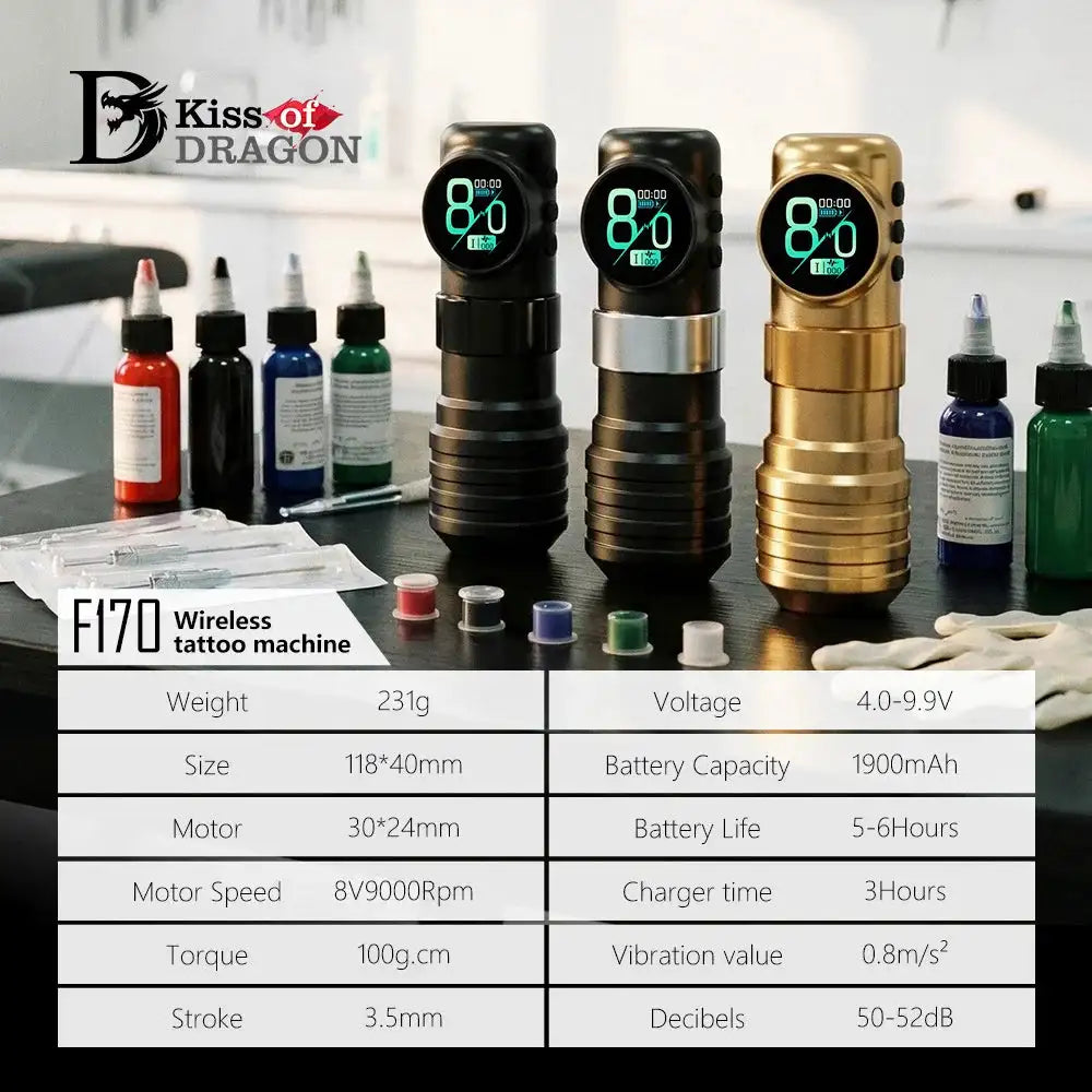 XNET F170 Wireless Tattoo Machine Direct-Drive 3.5mm Stroke Tattoo Pen 1900mah Battery Capacity Lightweight For Tattoo Artists