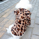 Cozy Leopard Print Fleece Hoodie for Small Dogs Winter Wear