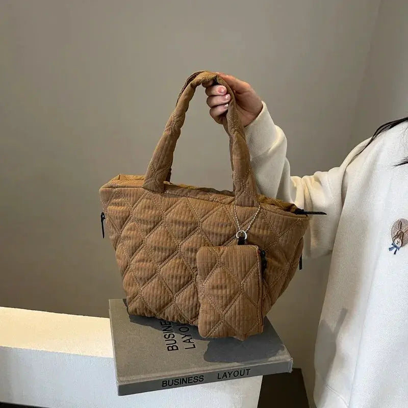 Puffer Tote Bag for Women Lightweight Down Cotton Handbag - OurLum.com