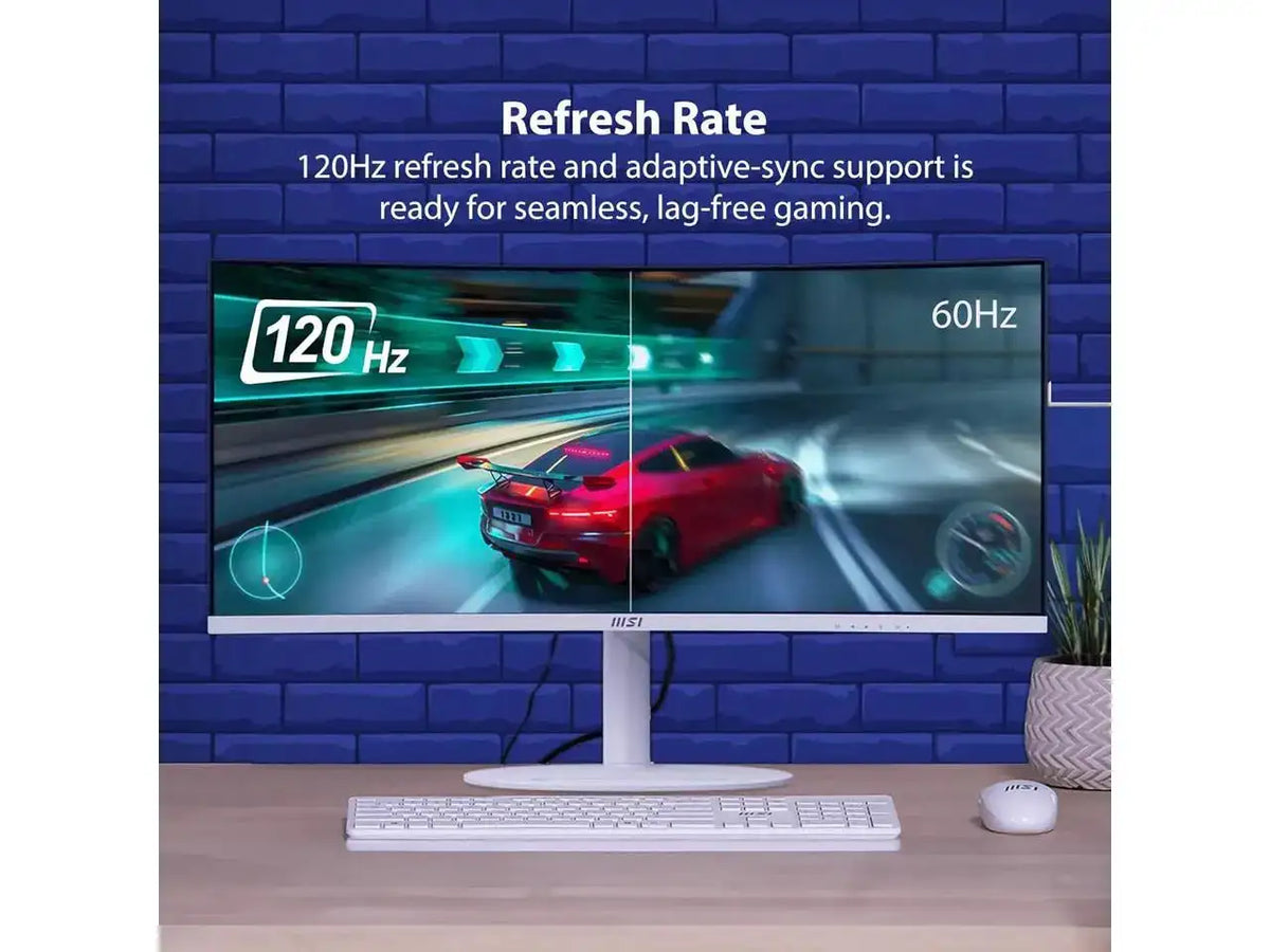 MSI 34" UWQHD 2K 1440P 120Hz with Adaptive-Sync HDR Ready Built-in Speakers USB-C KVM Picture-in-Picture white Curved Computer Monitor with Height Adjustable, Swivel & Tilt Stand Modern MD342CQPW