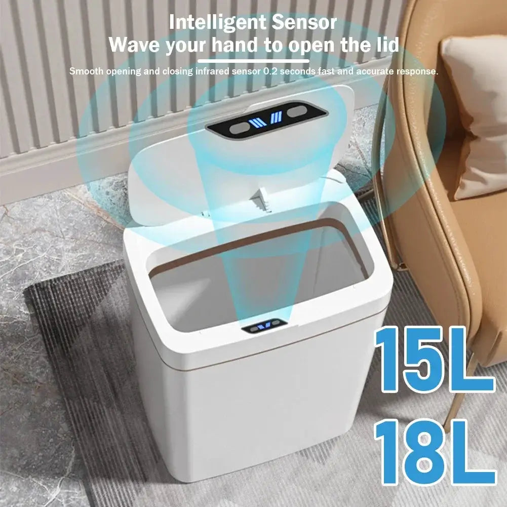 15 To 18L Smart Sensor Trash Can Waterproof Touchless System