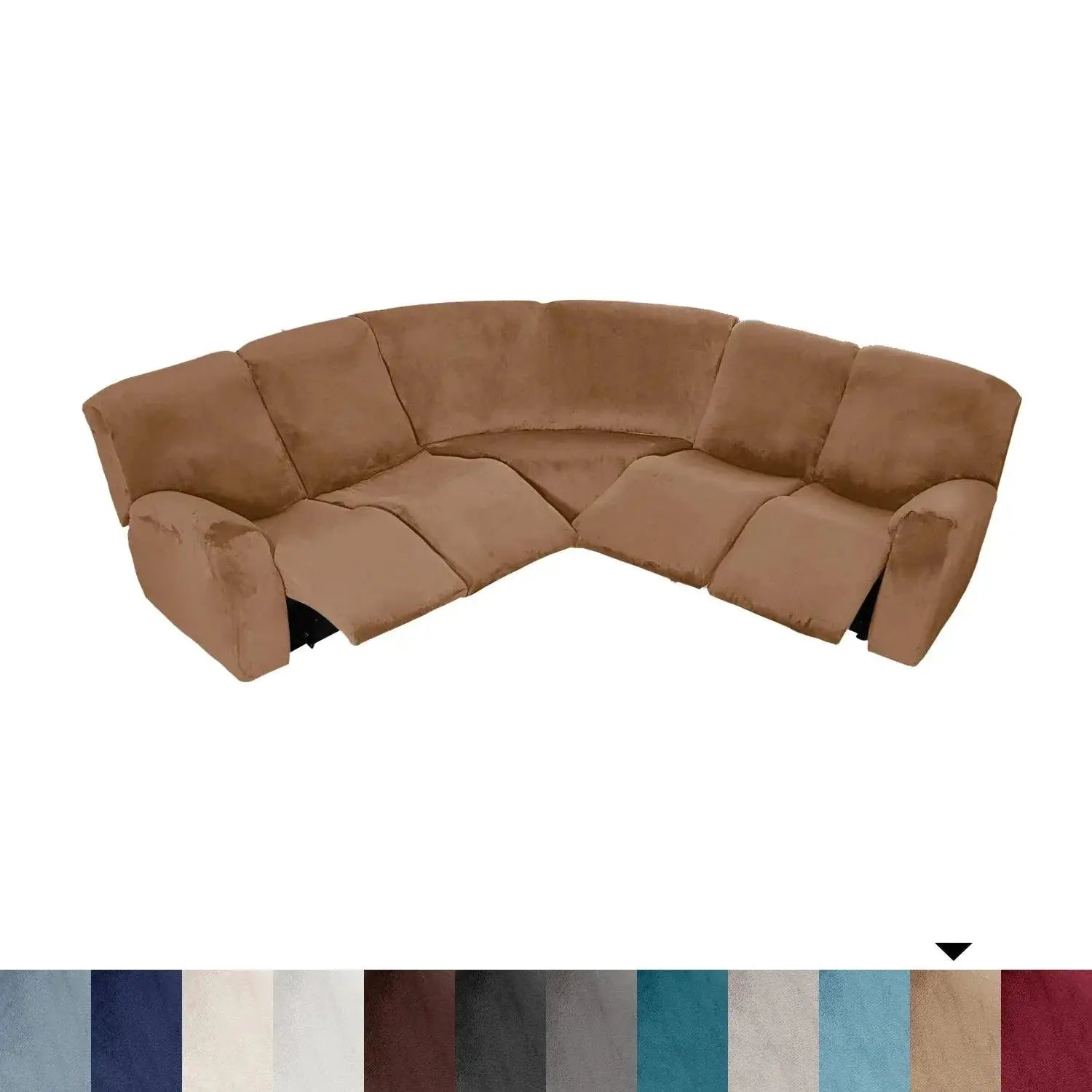 7 Piece L Shape Velvet Stretch Recliner Sofa Covers Set