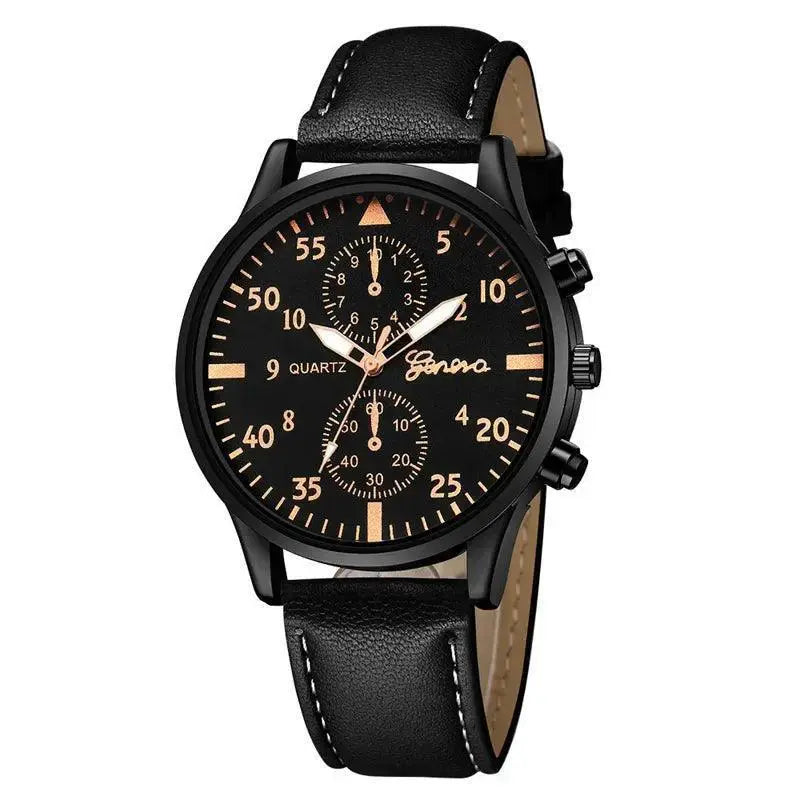 Luxury Brown Leather Mens Watch Set Stylish Timepiece Kit