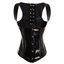 Black PVC Underbust Corset Wetlook Bustier Steampunk