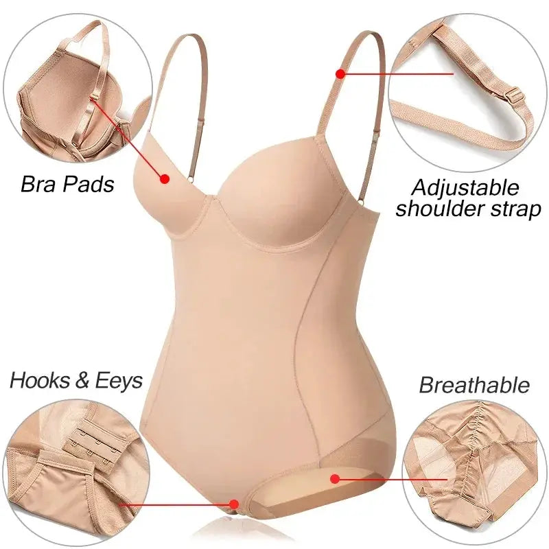 Sculpting Bodysuit Shapewear Built In Bra Tummy Control