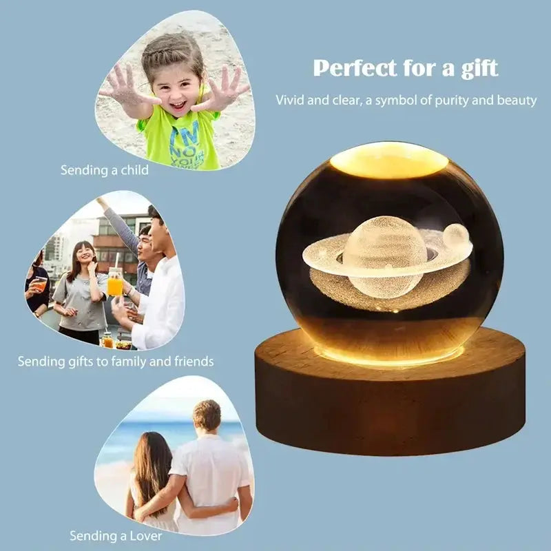 Milky Way Galaxy Crystal Ball Night Light 6cm LED Decor