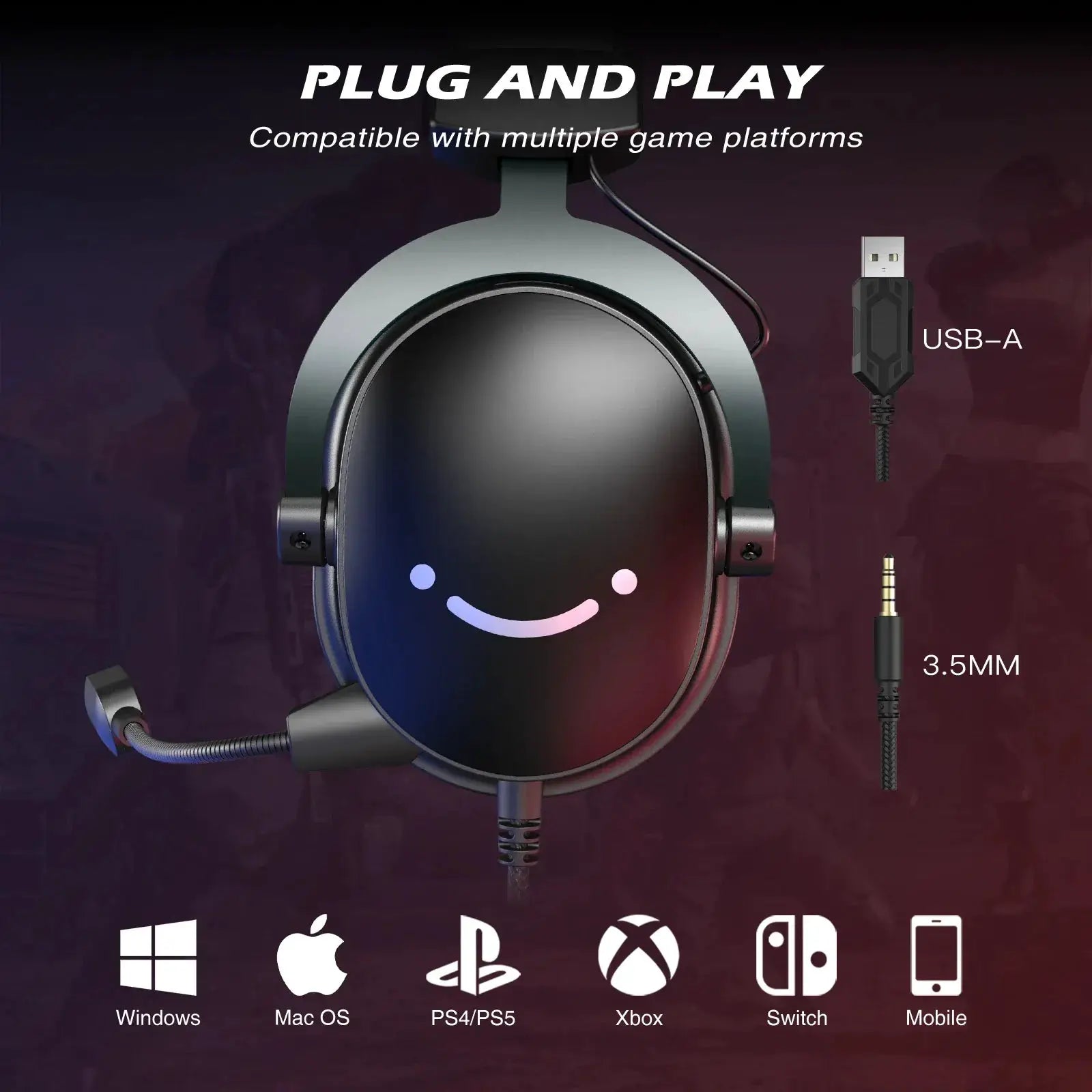 Headset USB 3.5mm Headphone With 7.1 Surround Sound