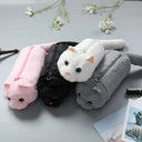 Women Cat Plush Shoulder Bag Corduroy Satin Fur Messenger