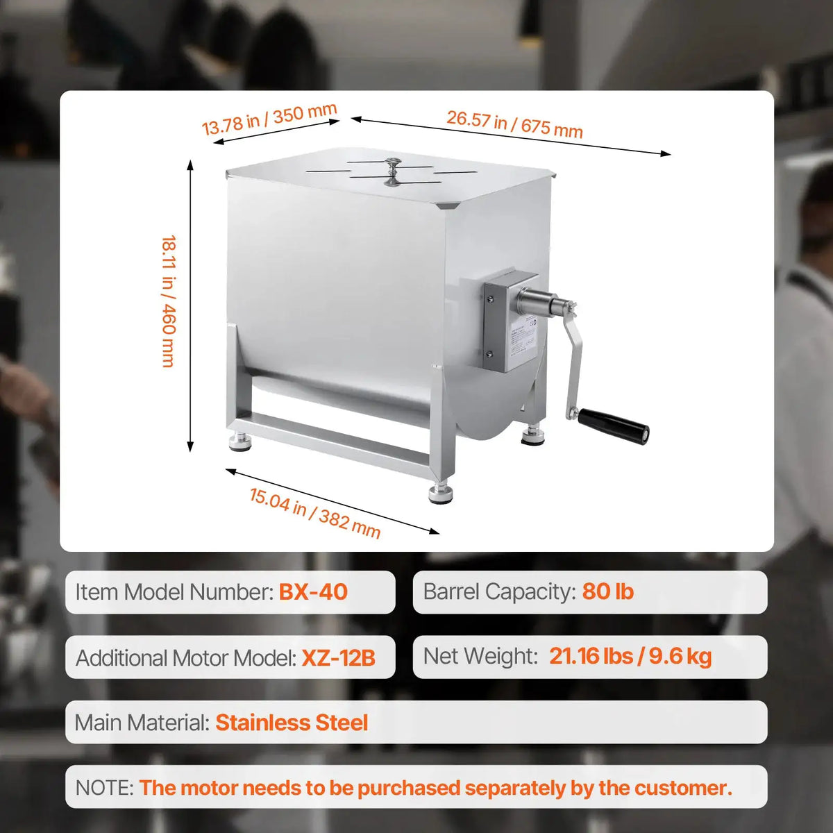 SucceBuy Manual Meat Mixer Fixed Tank Meat Processing Equipment — product view 10