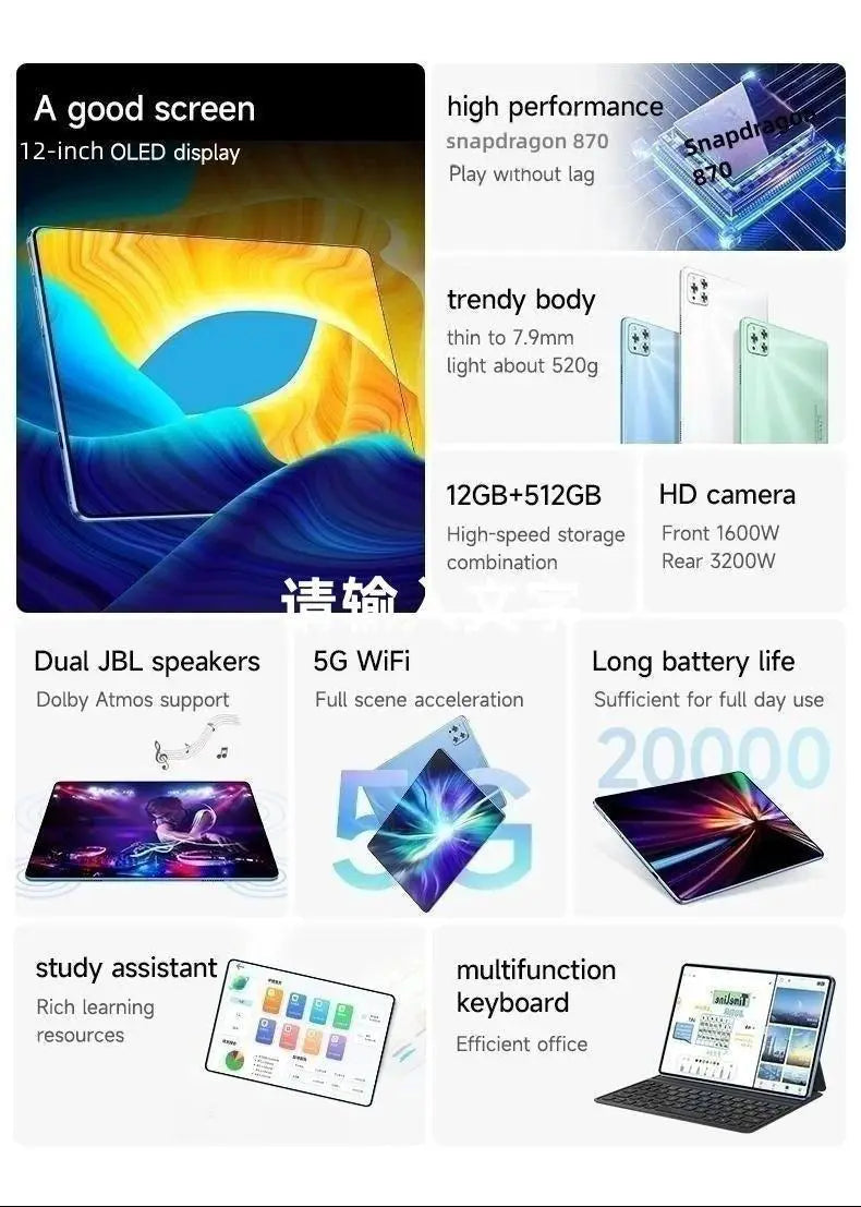 12-Inch High-Performance Android Tablet with 16GB RAM Upgrade - OurLum.com