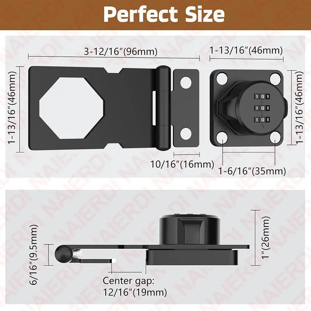 NAIERDI Household Cabinet Password Hasp Locks Zinc Alloy Security Combination Coded Drawer Door Lock for Refrigerator,Shed