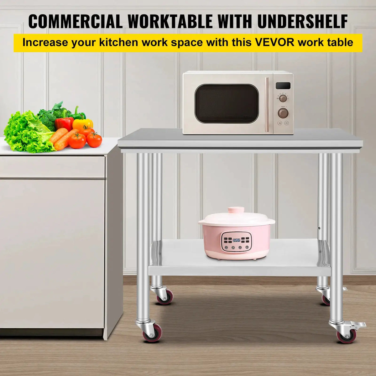 SucceBuy Stainless Steel Kitchen Worktable Shelves Commercial — product view 4