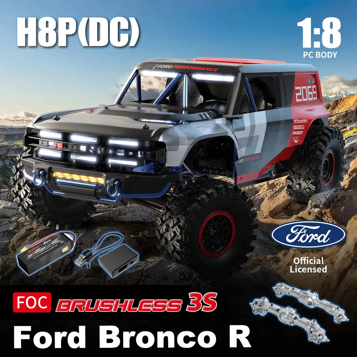 MJX HYPER GO H8P 1/8 Scale RC Car 3S Brushless RTR 4WD Off-Road Climbing Vehicle Simulation Remote Control Toys as Gift