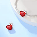 Sterling Silver Red Heart Shaped