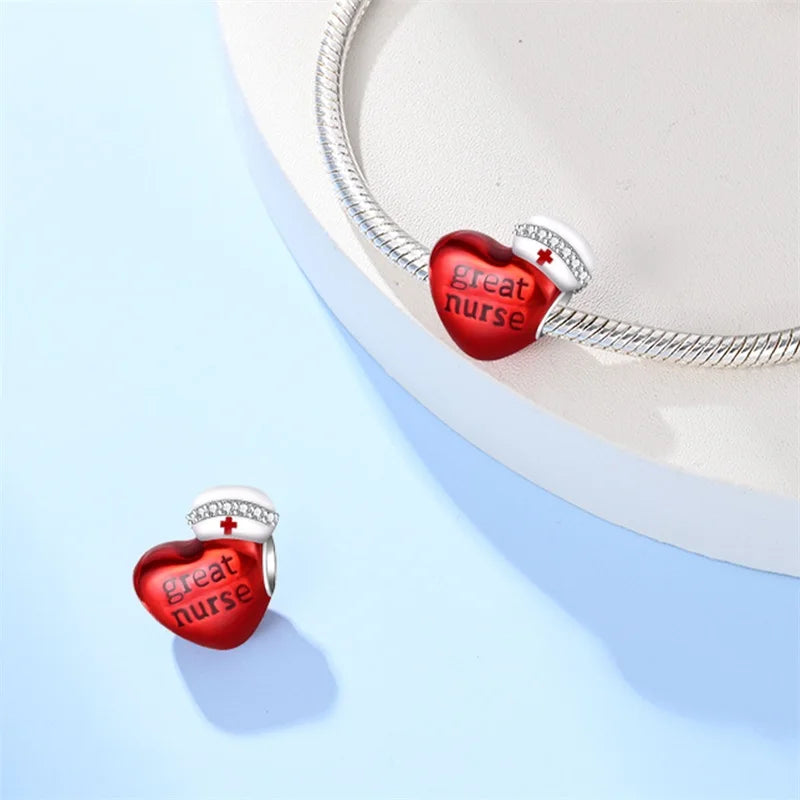 Sterling Silver Red Heart Shaped