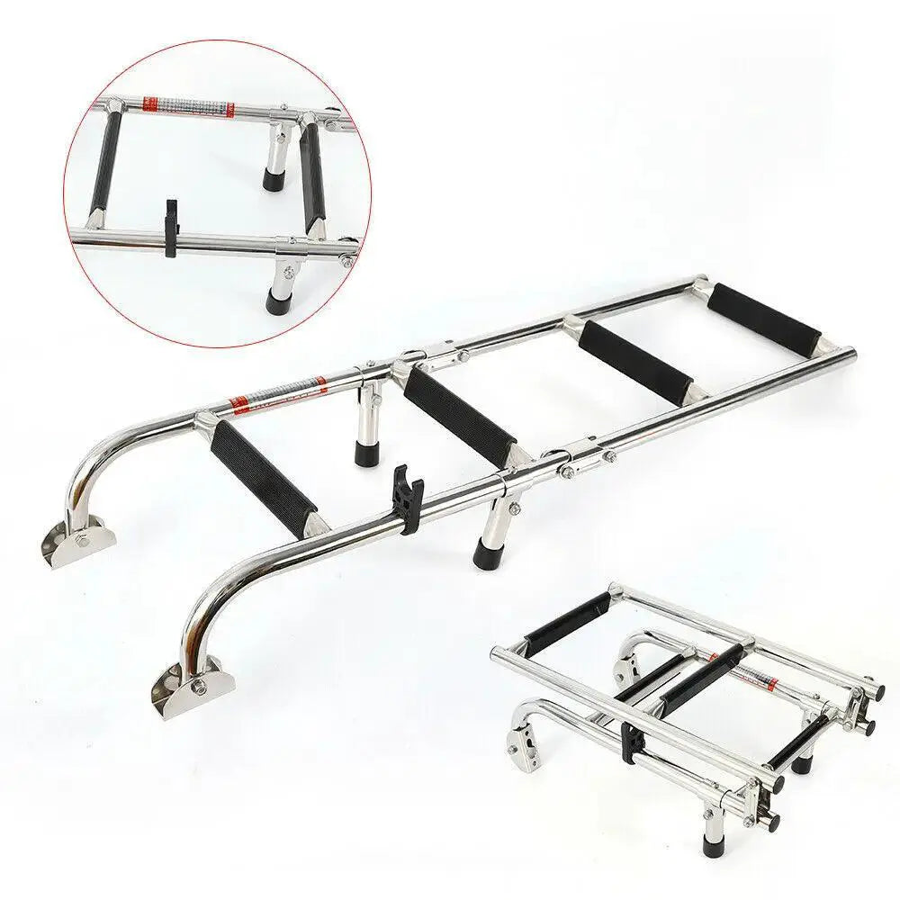 Stainless Steel Telescoping 4 Step Fold Down Boat Ladder