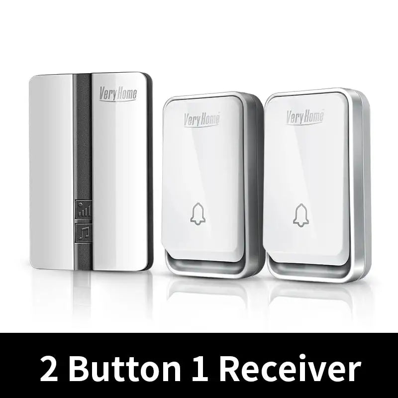 VeryHome Wireless Doorbell Waterproof Self-powered Button Smart Door Bell Sets Home Welcome Outdoor House Chimes Receiver