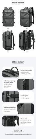 Men Travel Backpack Vacuum Compression 17 Inch Laptop Backpack