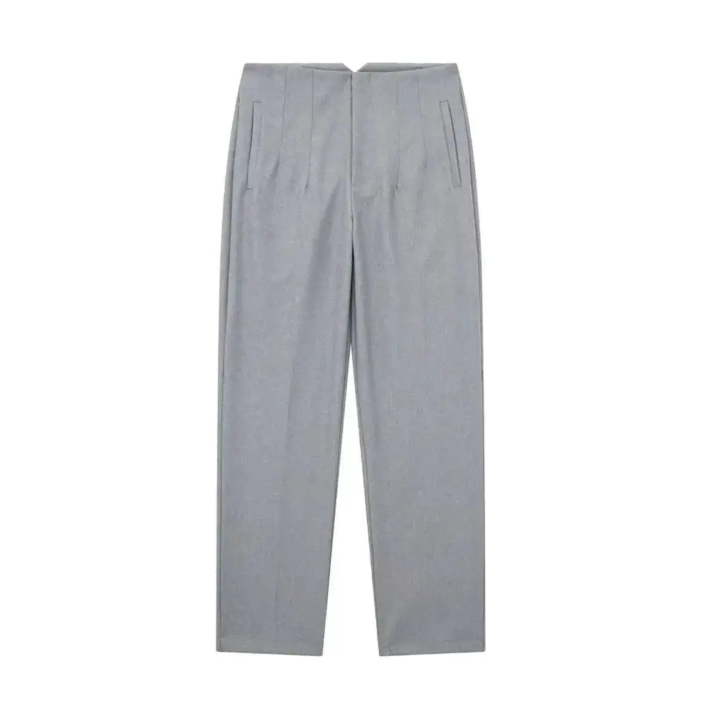 Vintage High Waist Zipper Fly Trousers for Stylish Women