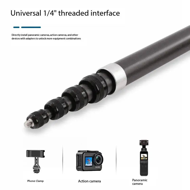 Selfie Stick Suitable for Insta360 X4/X3/X2 Ultra Long 3-meter Carbon Fiber Adjustable Telescopic Pole Invisible Selfie Stick