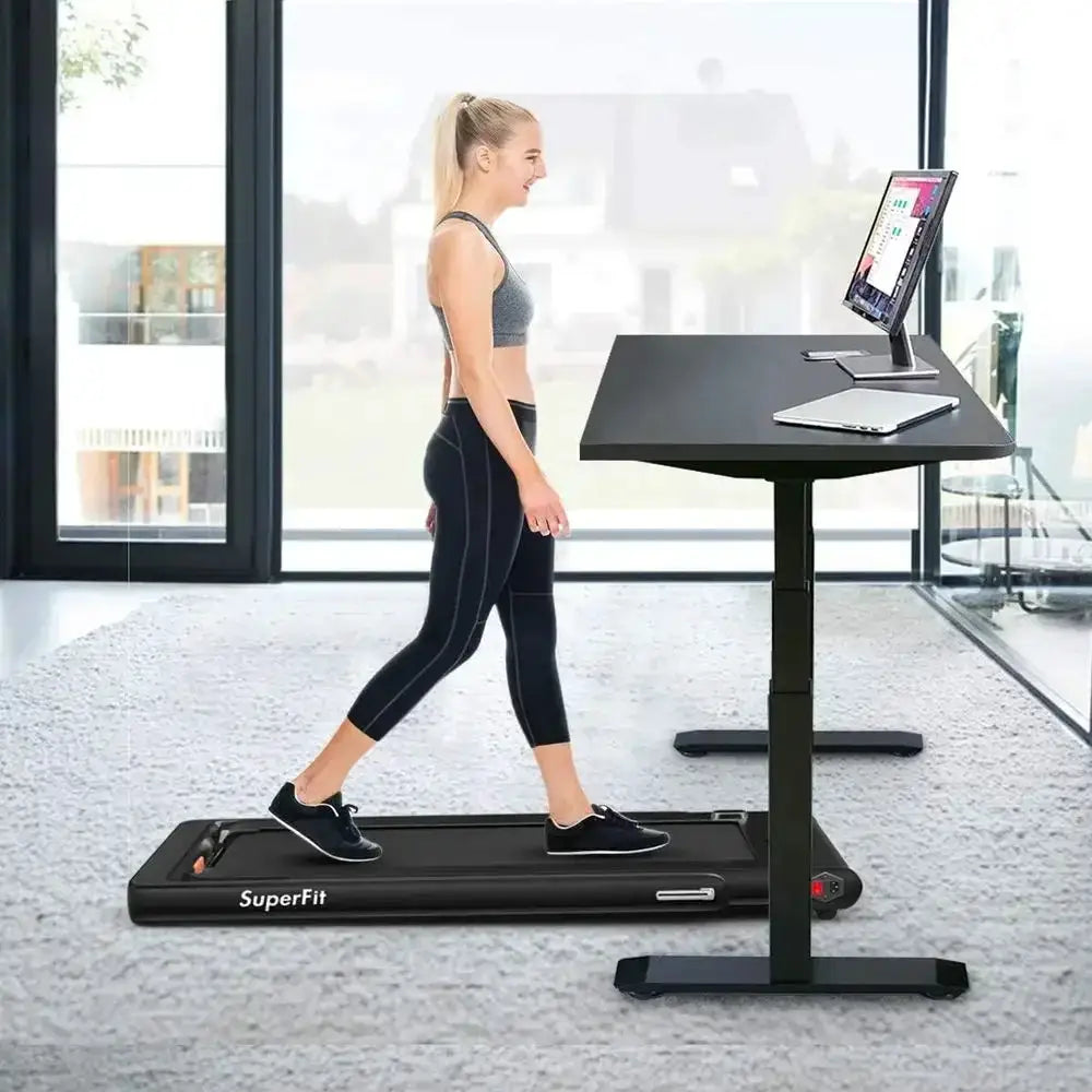2-in-1 Portable Treadmill and Walking Pad for Home and Office Use: Walk, Jog, Run Under Desk